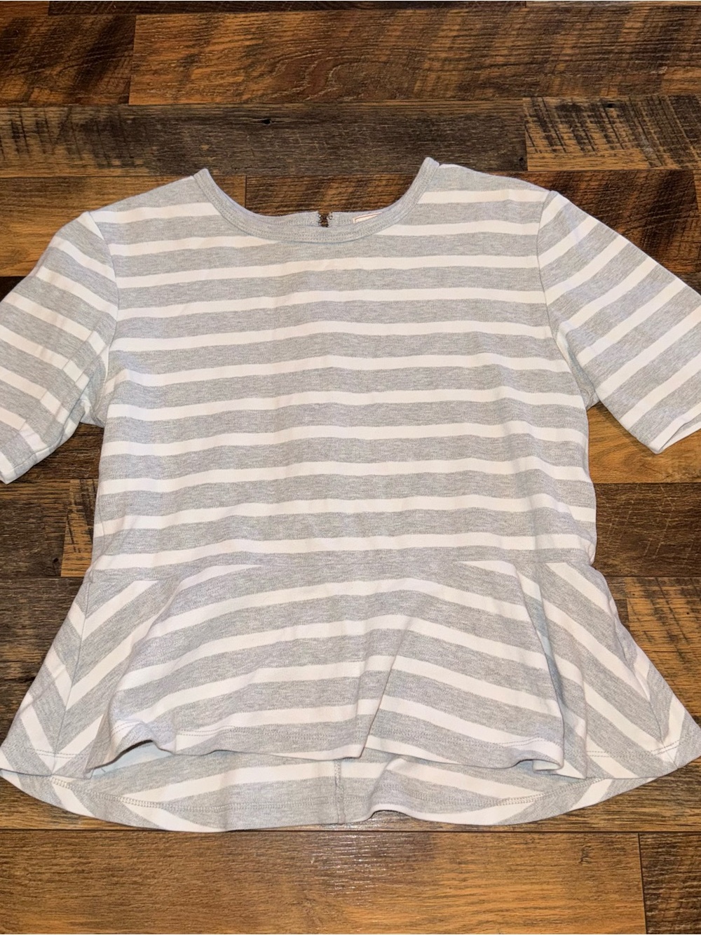 GAP Gray and White Striped Peplum Top